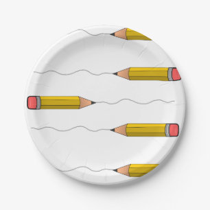Pencil scrabble on white paper plate