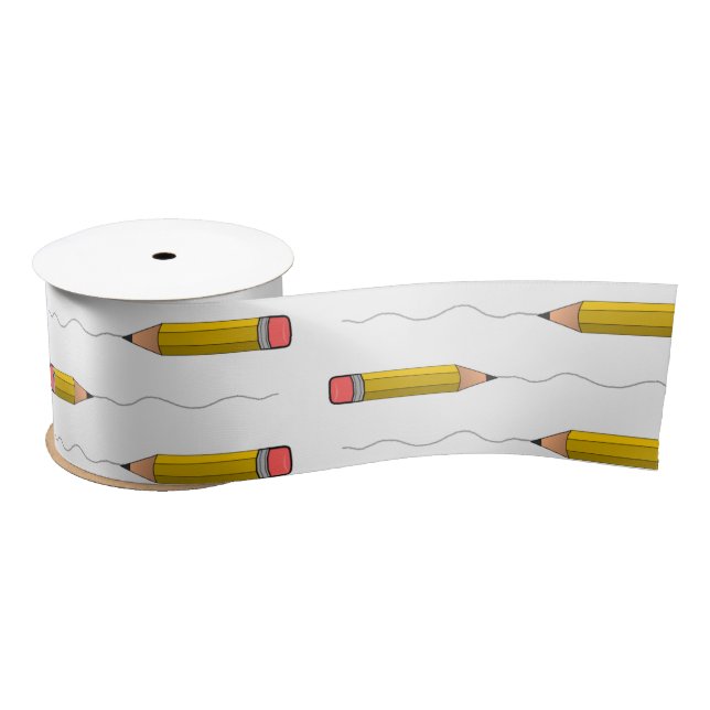 Pencil scrabble on white satin ribbon (Spool)