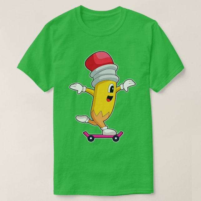 Pencil Skater Skateboard T-Shirt (Design Front)