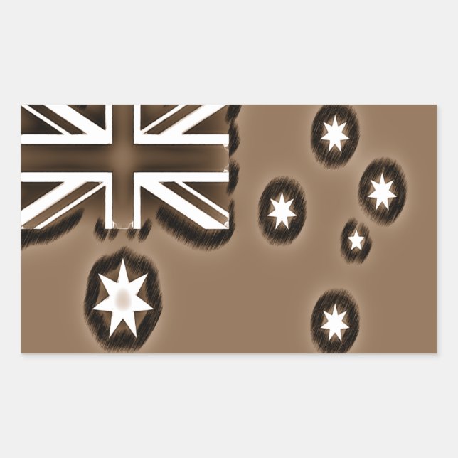 Pencil Sketch Effect Sepia Australian Flag Rectangular Sticker (Front)