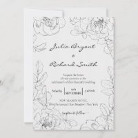 Pencil Sketch Floral | Peony Minimalist Wedding