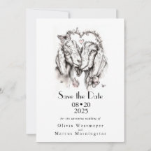 Pencil Sketch Nubian Goats Wedding 