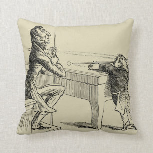 Pencil Sketch of Two Men Playing Pool Cushion