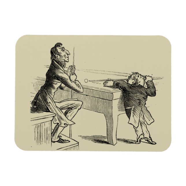 Pencil Sketch of Two Men Playing Pool Magnet (Horizontal)
