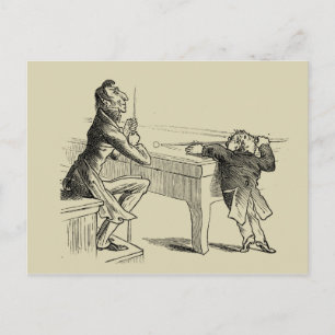 Pencil Sketch of Two Men Playing Pool Postcard