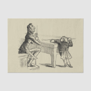 Pencil Sketch of Two Men Playing Pool Tissue Paper