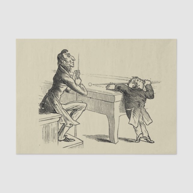 Pencil Sketch of Two Men Playing Pool Tissue Paper (Front)