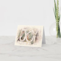 Pencil Sketch Rustic JOY Christmas Art Holiday Car