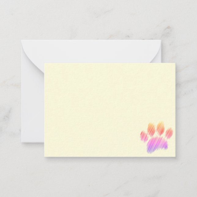 Pencil Sketched Colorful Dog Paw Digital Art Cream Card (Front)
