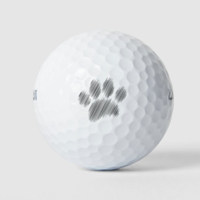 Pencil Sketched Dog Paw Digital Art Golf Balls (Front)
