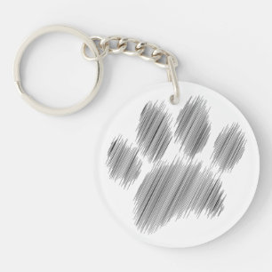 Pencil Sketched Dog Paw Digital Art  Key Ring