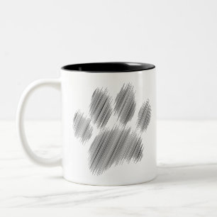 Pencil Sketched Dog Paw Digital Art Two-Tone Coffee Mug