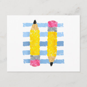 Pencil Stripes Fall Teacher Students Back to Schoo Enclosure Card