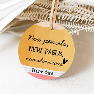 Pencil Teacher School Round Favour Tags