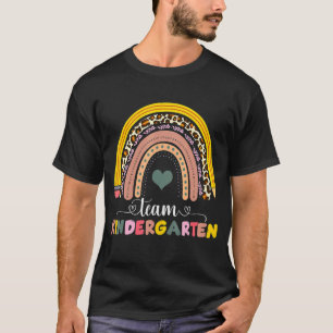 Pencil Team Kindergarten Leopard Rainbow Back To S T-Shirt