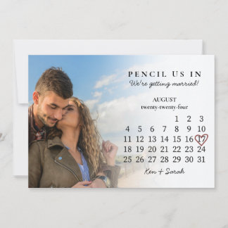 Pencil Us In Save the Date August 2024 Calendar Invitation
