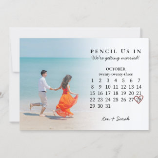 Pencil Us In Save the Date Oct 2023 Calendar Invit Invitation