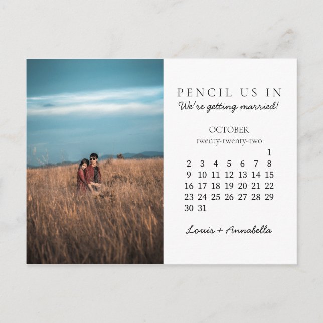 Pencil Us In Save the Date October 2022 Calendar Postcard (Front)