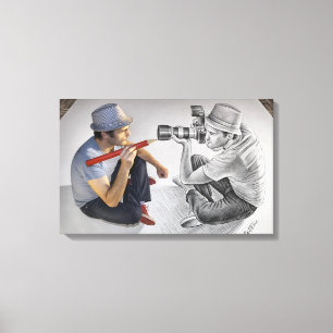 Pencil Vs Camera - 3D Mirror Canvas Print