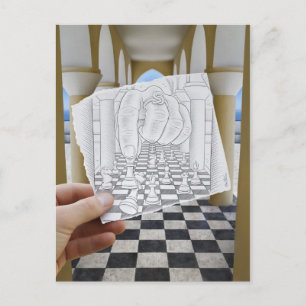Pencil Vs Camera - Checkmate Postcard