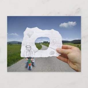 Pencil Vs Camera - Child Playing Postcard