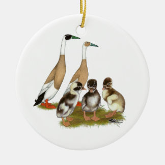 Penciled Runner Duck Family Ceramic Tree Decoration