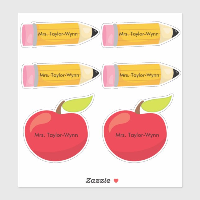 Pencils and Apples Teacher Classroom Personalise (Sheet)