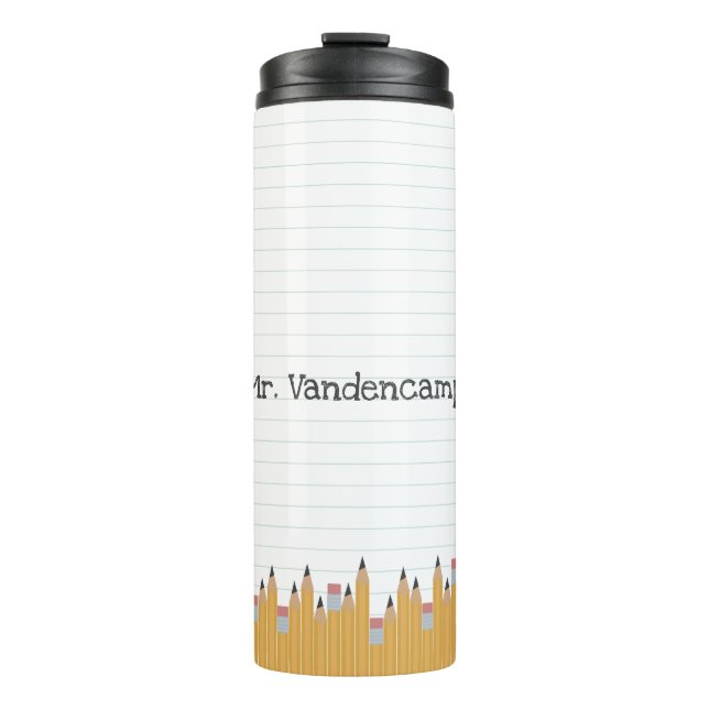 Pencils and Paper Personalised Thermal Tumbler (Front)
