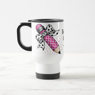 Pencils & Bows for Teachers, Personalized Travel Mug