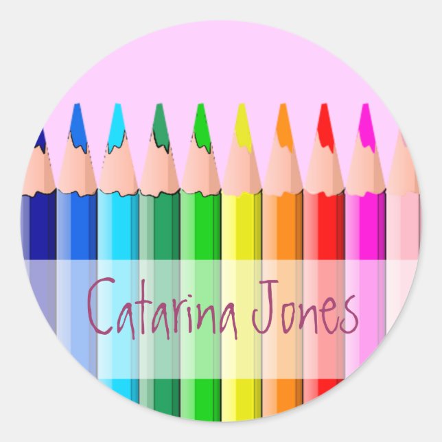 Pencils - Customised Classic Round Sticker (Front)