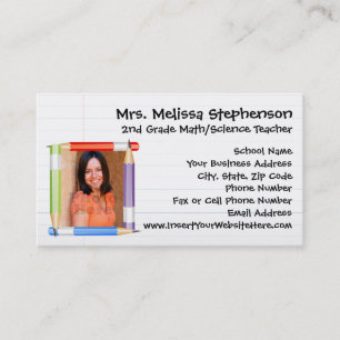 Pencils Photo Teacher Tutoring School Education Business Card