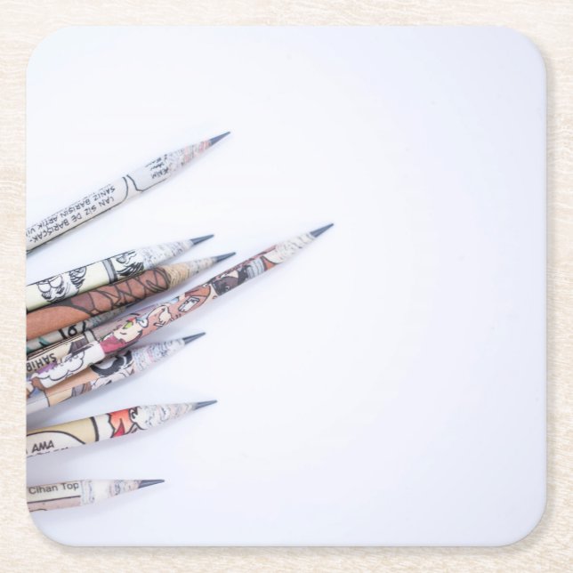 Pencils Square Paper Coaster (Front)