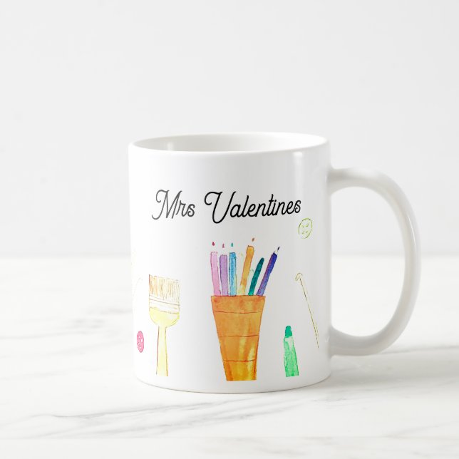 Pencils Watercolor Teacher School Cute Modern Coffee Mug (Right)