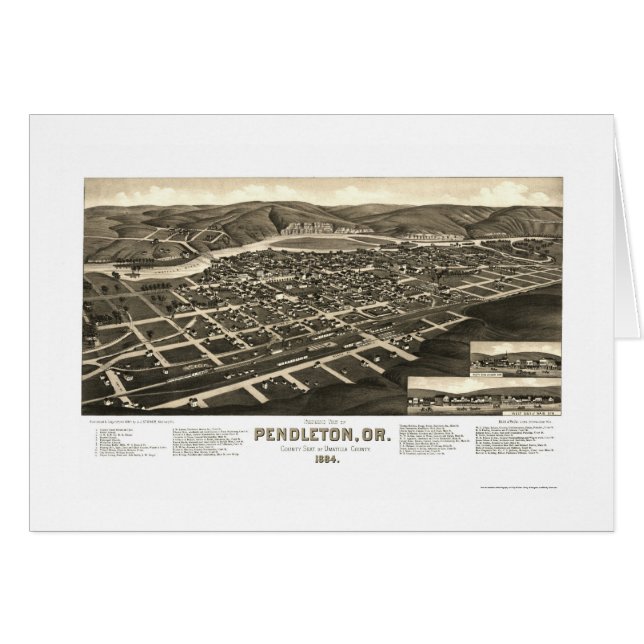 Pendleton, OR Panoramic Map - 1884 (Front Horizontal)