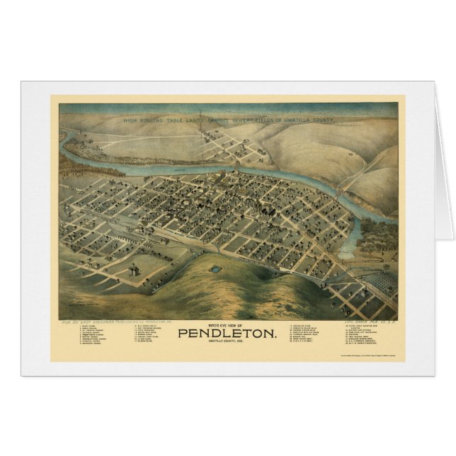 Pendleton, OR Panoramic Map - 1890's (Front Horizontal)