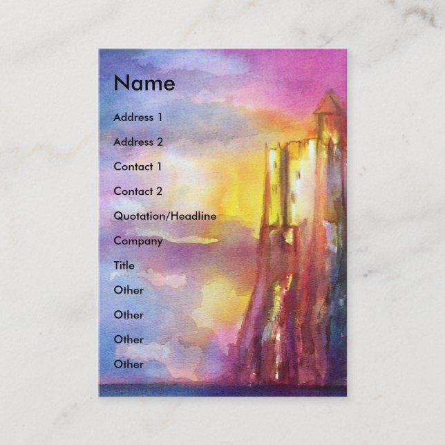 PENDRAGON Mediaeval Knights,Lake Sunset,Fantasy Business Card (Front)