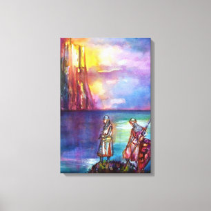 PENDRAGON Mediaeval Knights,Lake Sunset,Fantasy Canvas Print