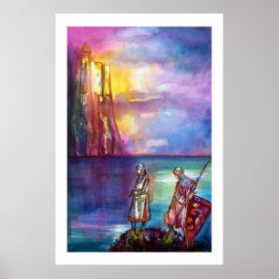 PENDRAGON Mediaeval Knights,Lake Sunset,Fantasy Poster