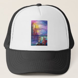 PENDRAGON Mediaeval Knights,Lake Sunset,Fantasy Trucker Hat