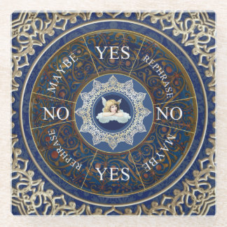 Pendulum Board Chart Divination Game Angel Blue Glass Coaster
