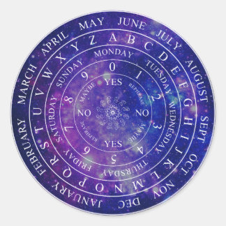 Pendulum Board Chart Divination Game Purple Space Classic Round Sticker