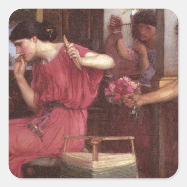 Penelope And The Suitors - John William Waterhouse Square Sticker (Front)