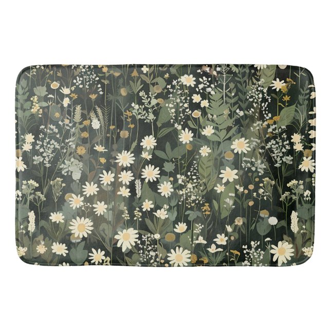 Penelope Dark Daisy Floral Bath Mat (Front)