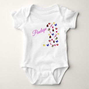 Penelope Name With Bunnies, Baby Bodysuit