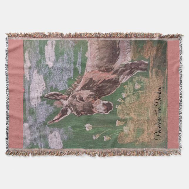 Penelope the donkey throw blanket (Front)