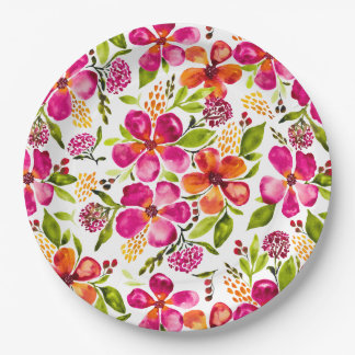 Penelope Watercolor Floral Designer Paper Plate