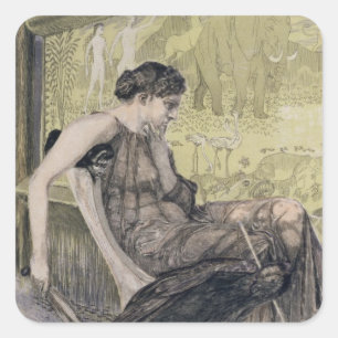 Penelope weaving a shroud for Laertes her father-i Square Sticker