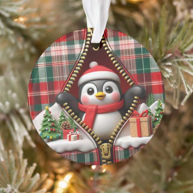 Penguin 3D Christmas Ceramic Ornament (Tree)