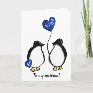 Penguin 45th sapphire wedding anniversary husband card