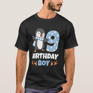 Penguin 9th Birthday Boy Winter Theme Party Celebr T-Shirt